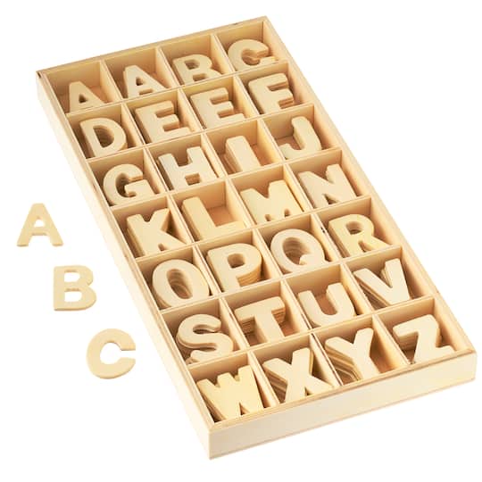 6 Packs: 140 ct. (840 total) 1.5&#x22; Punch Cut Wood Alphabet Set by Make Market&#xAE;